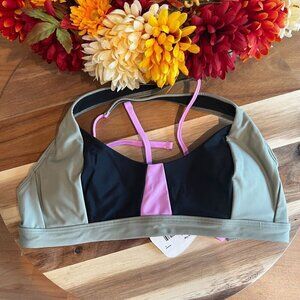 prAna Womens Tulum Swim Top SMALL in Black Color Block